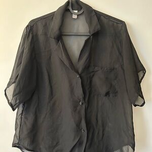 American Apparell Chiffon Sheer Button-Up Blouse